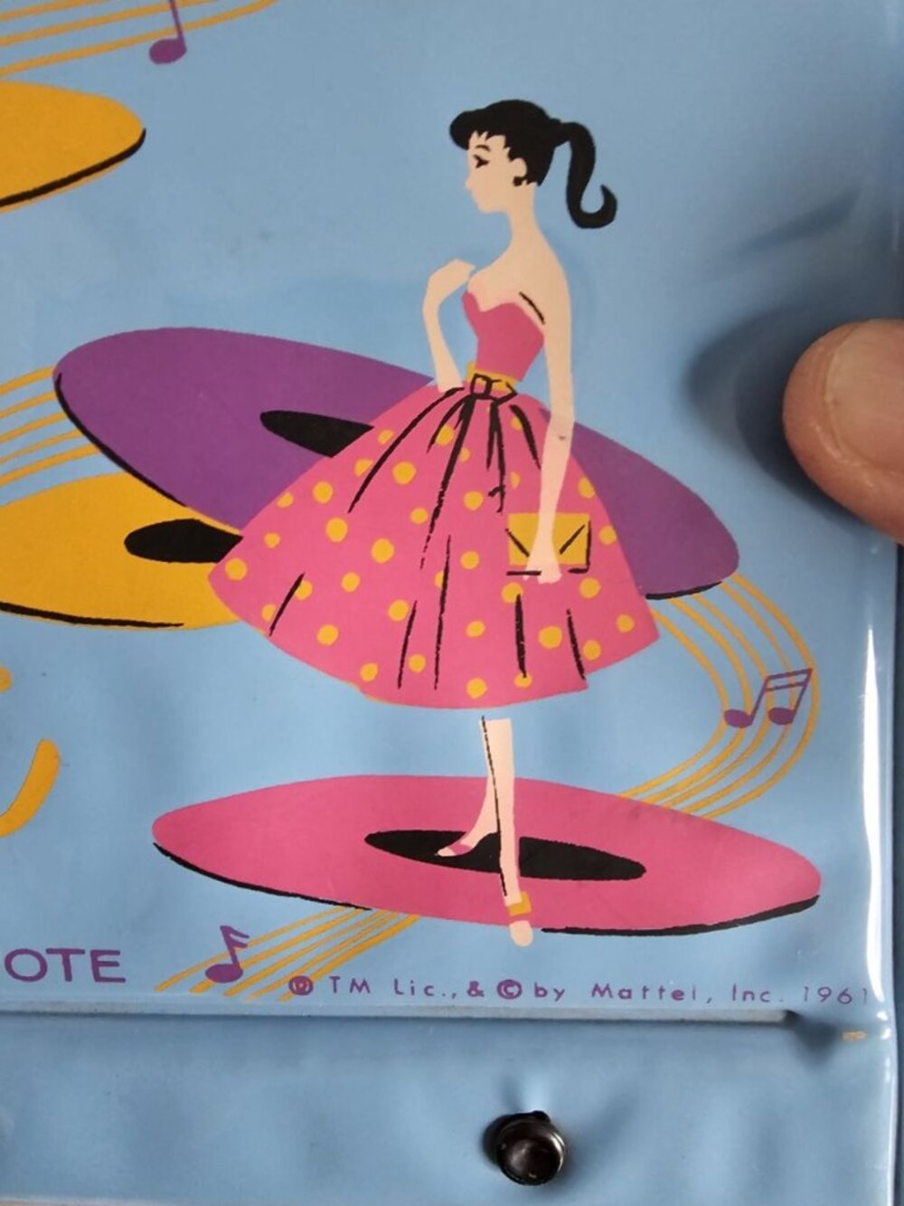 Vintage 1961 Mattel Barbie Record Tote Carrier Case Light Blue Retro Storage - Picture 3 of 6
